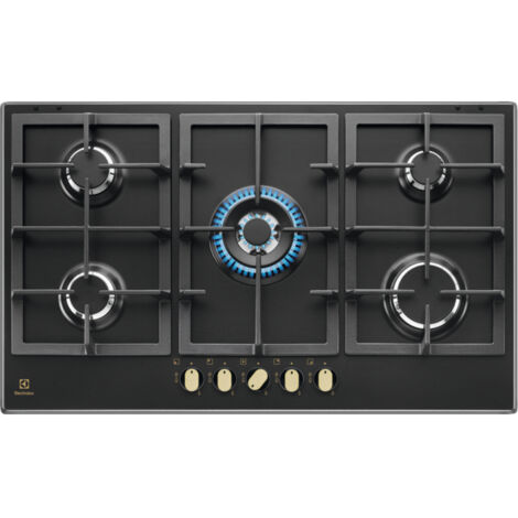 Electrolux KGS9536RN Piano Cottura a gas Slim 2.0 5 fuochi speed burner 1 bruciatore Wok Griglie in ghisa Nero Ghisa