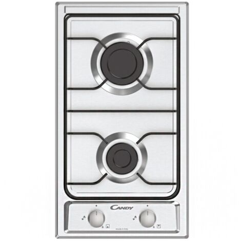 Candy CHW23X Idea Piano cottura a gas 28.8 cm 2 fuochi accensione elettronica griglie smaltate colore Inox (1/7)