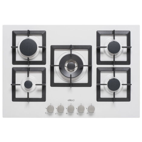 Piani cottura da incasso elleci Plano 75 TCC 5 fuochi Granitek 68 Bianco PGSP75168CS