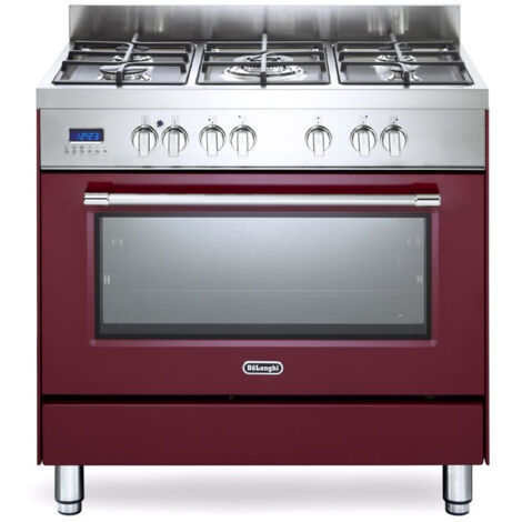 De’Longhi PRO 96 MR ED cucina Elettrico Gas Bordeaux, Rosso, Acciaio inossidabile A