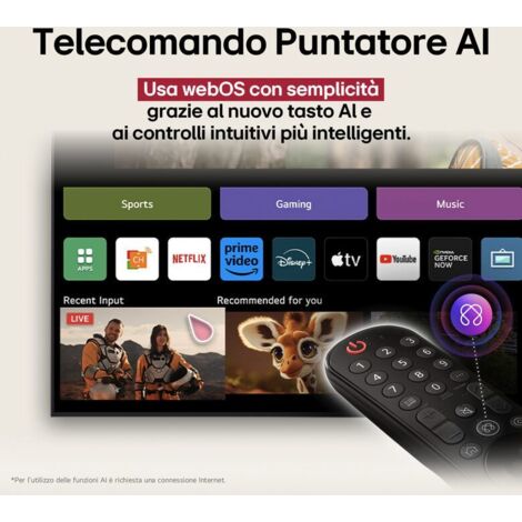 LG OLED AI OLED55B56LA TV Serie B5 55 pollici 4K, α8 Gen2, Dolby Vision, 20W, 4 HDMI con VRR 120Hz, G-Sync, Smart TV WebOS 25