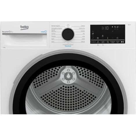 Beko BT3103ISIT 10kg, Classe C, motore inverter, Display digitale XL, funzione a vapore SteamCure™, colore Bianco, oblò Nero