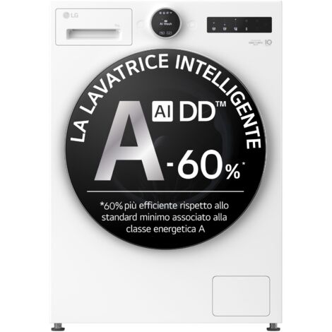 LG F4X9009TWCE Lavatrice 9kg AI DD&x2122 Serie X9, Classe A-60%, 1400 giri, Display Easy Circle, Wi-Fi, AI Wash, TurboWash. Tipo di carica: Caricamento frontale. Capacità cestello: 9 kg, Classe d...