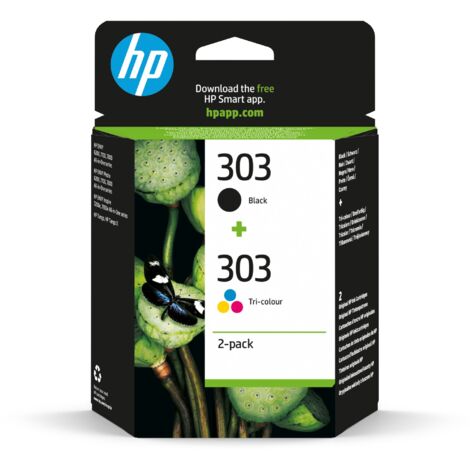 HP 303 2-pack Black/Tri-color Original Ink Cartridges cartuccia d'inchiostro 2 pz Originale Resa standard Nero, Ciano, Magenta, Giallo