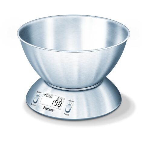 Beurer KS54 Bilancia da Cucina Elettronica con Ciotola in Acciaio