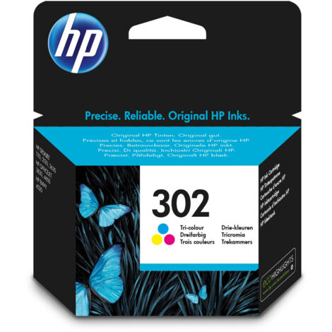 Cartuccia d'inchiostro originale HP 302 a colori tri-colore (Ciano, Magenta, Giallo) per stampanti Hewlett Packard, confezione da 1 pezzo con rendimento standard (1/5)