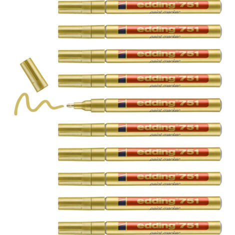 Edding 751-053 Marcatore a Vernice Oro Punta Tonda 1-2 mm Set 10 Penne