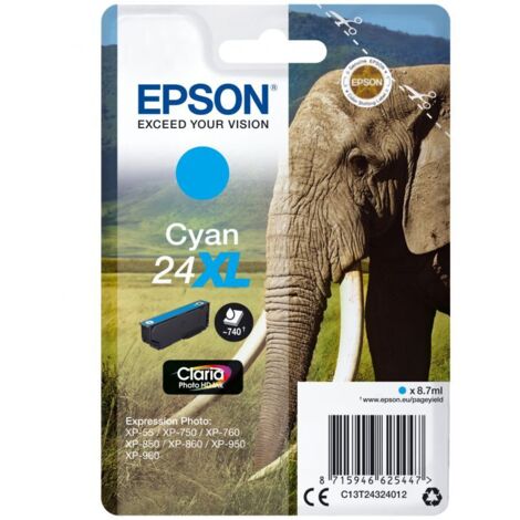 Epson Elephant C13T24324022 cartuccia d'inchiostro 1 pz Originale Resa elevata (XL) Ciano (1/5)