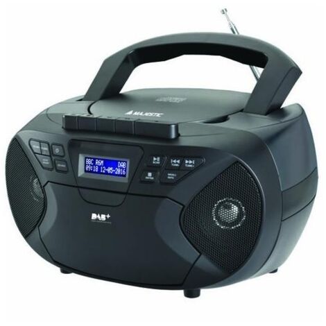 New Majestic AH-2430 DAB Radio Impianto Stereo Portatile Analogico Lettore CD Cassette Nero
