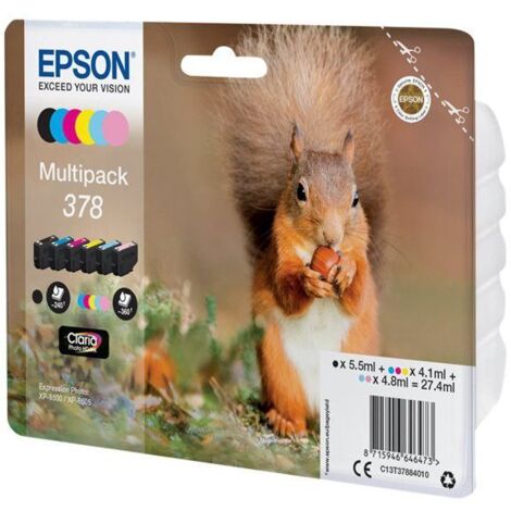 Cartuccia di Ricambio Originale Epson 378 Multipack (Nero, Giallo, Ciano, Magenta) per Stampanti Expression Home XP-8605, Capacit� 15.000/8.500 pagine (1/5)