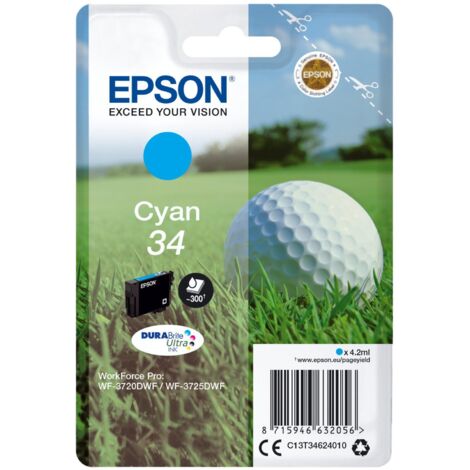 Epson Golf ball Singlepack Cyan 34 DURABrite Ultra Ink (1/3)