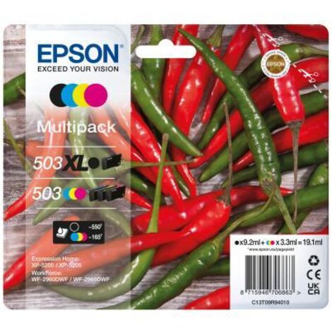 Epson 503 'Chilischoten' Multipack di Cartucce 4 Colori XL (Nero e CMY) per Stampanti Epson (1/2)