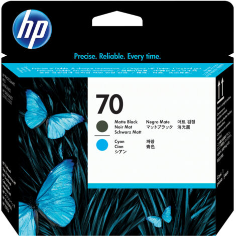 HP 70 Testina Stampante Ad Inchiostro Originale Ciano Nero Opaco (1/4)