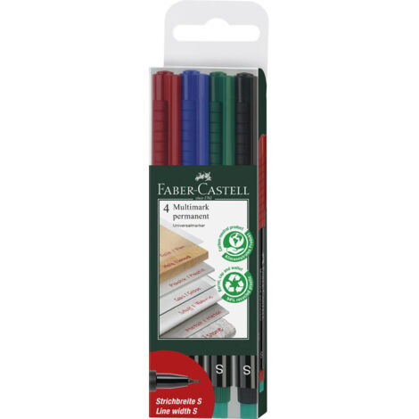 Faber-Castell 152304 marcatore permanente Nero, Blu, Verde, Rosso 4 pz (1/4)