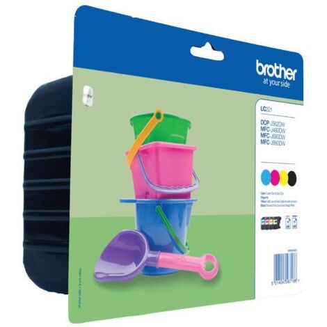 Cartuccia d'inchiostro originale Brother LC-221VALBP multipack 4 colori (nero, ciano, magenta, giallo) compatibile con DCP-J562DW, MFC-J480DW, 680DW, 880DW