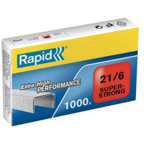 Rapid Punti metallici Super Strong 21/6 per 30 fogli 1000 pezzi Mod. 24867700 (1/2)