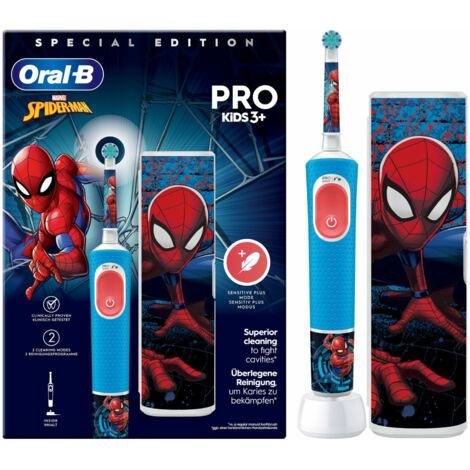 Oral-B Vitality Pro Kids Spiderman Bambino Spazzolino rotante-oscillante Blu, Rosso