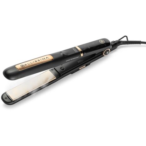 Bellissima Imetec Steam Ceramic e Keratin Piastra per Capelli a Vapore Oro Nero (1/5)