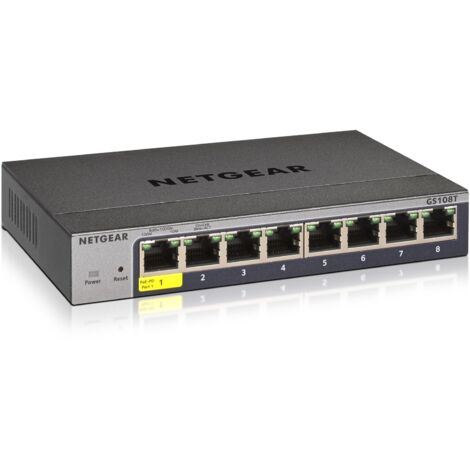 NETGEAR GS108Tv3 Gestito L2 Gigabit Ethernet (10/100/1000) Grigio (1/3)