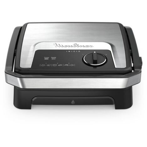 Griglia Elettrica Moulinex GI272D in Acciaio Inox con Piastra Regolabile e Design Nero
