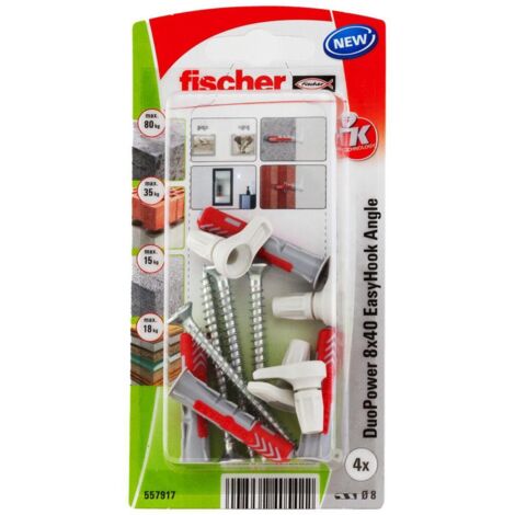 Fischer 557917 ancoraggio a vite e tassello 4 pz Kit di viti e tasselli a muro 40 mm