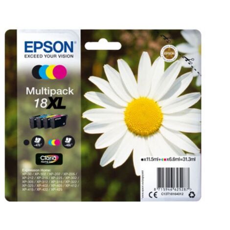 Multipack di Cartucce Epson T1806 P�querette Originali a Inchiostro a Pigmenti Nero, Ciano, Magenta e Giallo per Stampanti Epson Expression Home XP-425, XP-422, XP-102, XP-205, XP-305, XP-405 - Alta C