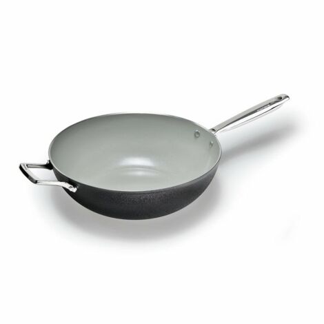 Alluflon Moneta Wok Armonia Finegres 32cm con Doppio Manico Nero (1/5)