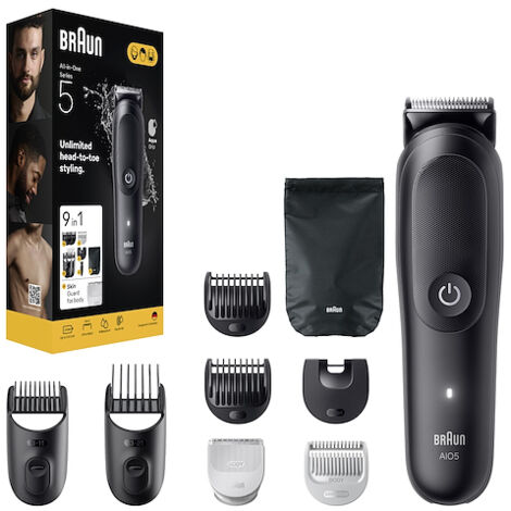 Braun AIO5540 Tagliacapelli Multigrooming Nero Ioni di Litio (1/5)