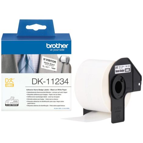 Etichetta Brother Name Bdg 60x86 mm, 260 etichette per rotolo, bianco su nero, modello BA80824 (1/4)