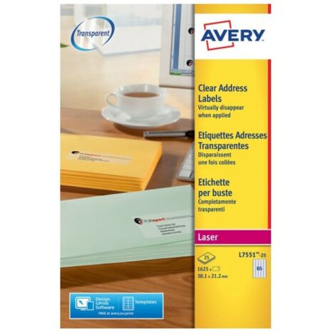 Avery L7551-25 etichetta per stampante Trasparente (1/3)