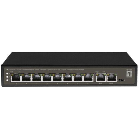 LevelOne FGP-1031 switch di rete Non gestito Gigabit Ethernet (10/100/1000) Supporto Power over Ethernet (PoE) Nero (1/2)