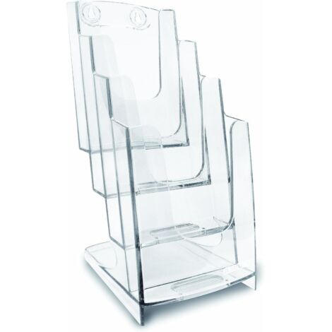 70A64 Portadepliant Modulare Multipla per Banco o Parete in Plastica Trasparente Formato 1/3 A4 (1/2)