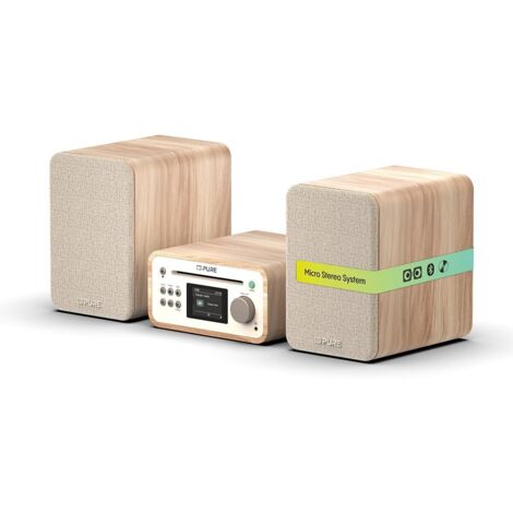 Pure Classic Stereo Mini Microsistema audio per la casa 40 W Quercia, Bianco