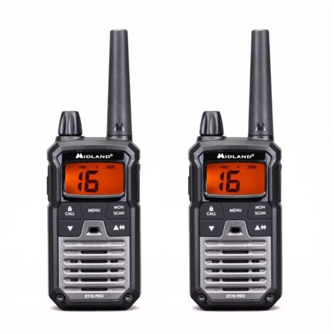Coppia di walkie talkie gemelli MIDLAND XT70 Pro - Con batteria, caricabatterie e clip da cintura - C1465