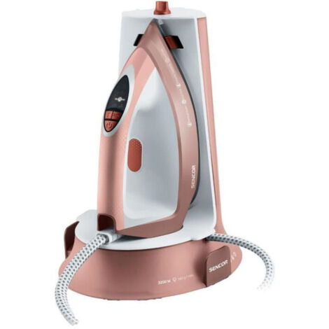 Sencor SSI0910RS Ferro da stiro a vapore con supporto 3200 W, 5 Bar 140G/MIN Ceramica, Bianco Rosa (1/5)