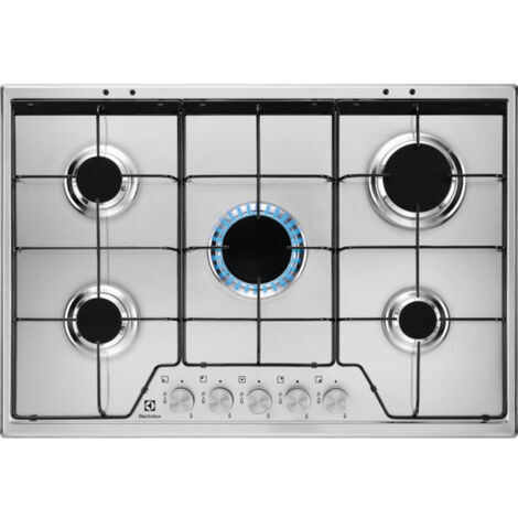 Electrolux KGS7524SX Piano cottura a gas Serie 600 Slim Line 75cm. Colore del prodotto: Acciaio inox, Posizionamento dell'apparecchio: Da incasso, Dimensione della larghezza del piano cottura: 75 c...
