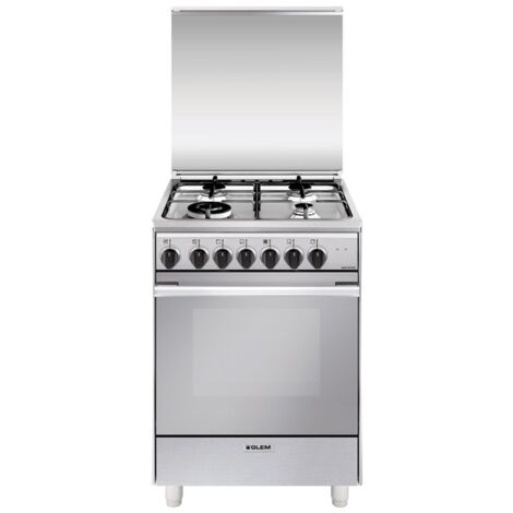 Glem Gas U664MI Cucina Acciaio Inox 4 Fornelli Gas Forno Elettrico 64L 60x60cm