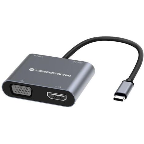 ConceptronicConceptronic DONN16G replicatore di porte e docking station per laptop Cablato USB 3.2 Gen 1 (3.1 Gen 1) Type-C Nero, Argento (1/4)