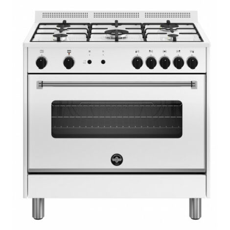 Bertazzoni La Germania Americana AMN965GBV24. Tipo di prodotto: Cucina, Colore del prodotto: Bianco, Tipo di controllo: Manopola. Tipo di piano cottura: Gas, Numero totale di fuochi: 5 Fornello(i), Ti