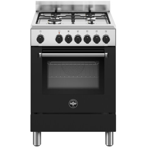 Bertazzoni La Germania Americana AMN664ENEV/24 cucina Elettrico Gas Nero, Acciaio inox A