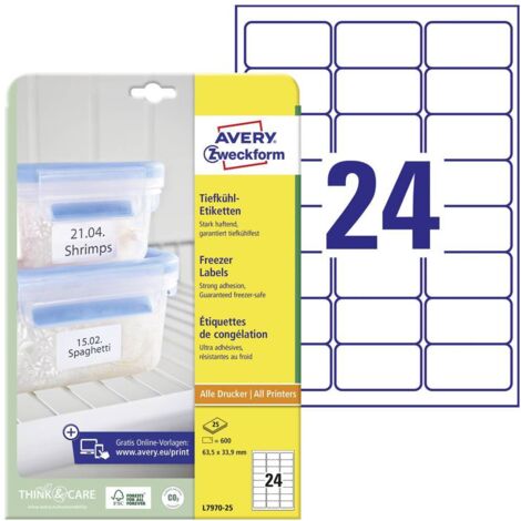 Avery L7970-25 etichetta autoadesiva Rettangolo con angoli arrotondati Bianco 600 pz (1/5)