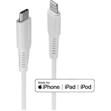 LINDY Cavo USB USB 2.0 Connettore Apple Lightning, Spina USB-C® 1.00 m Bianco 31316