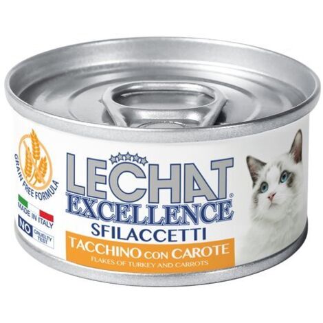 Monge Lechat Excellence Sfilaccetti Di Tacchino Con Carote - 24 Lattine Da 80g