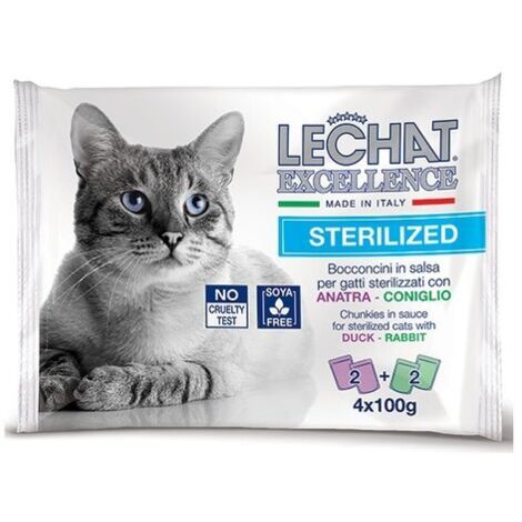 LeChat Excellence Sterilized Bocconcini In Salsa Con Anatra E Coniglio 4x100g