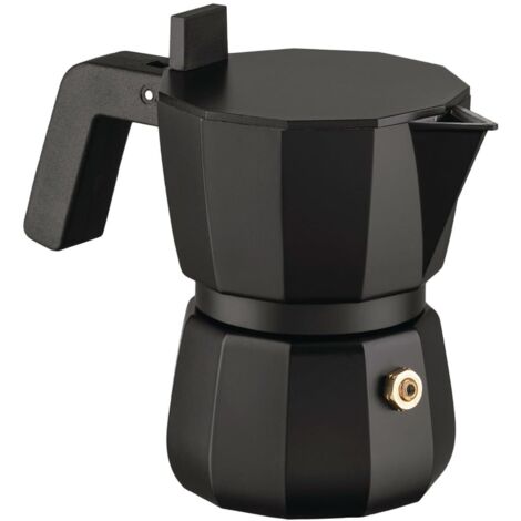 Alessi Moka DC06/1 B - Caffettiera Espresso di Design, Manico e Pomolo in PA, 1 Tazza, Nero (Non adatto all'induzione)