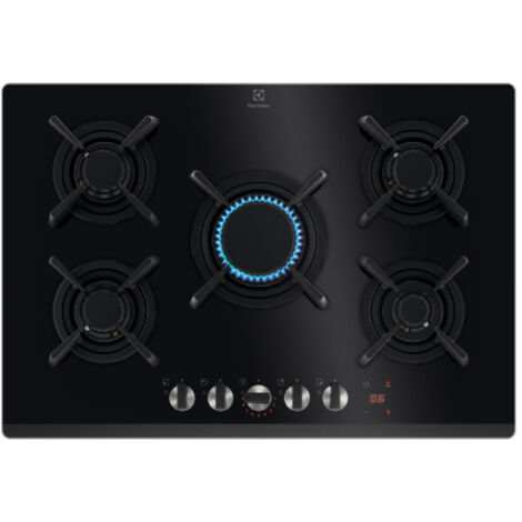 Electrolux Piano Cottura a Gas Serie 800 Flamelight KGG753753K 5 Fuochi Gas 75 cm Colore Nero
