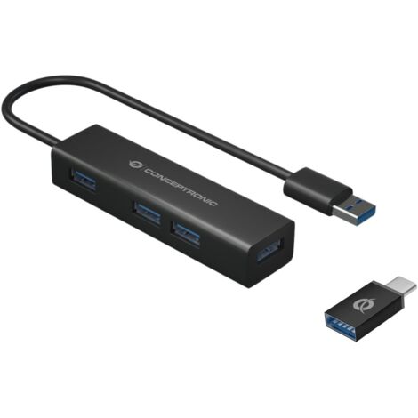Conceptronic HUBBIES06B hub di interfaccia USB 3.2 Gen 1 (3.1 Gen 1) Type-A 5000 Mbit/s Nero (1/4)
