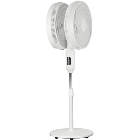 Ventilatore A Piantana Doppia Esposizione 12 Velocità Con Timer E Telecomando 40w Bianco