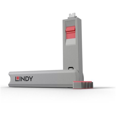 LINDY Kit Blocca Porta USB Type C con Chiave e 4 Blocchi di Sicurezza, Colore Rosa (1/4)