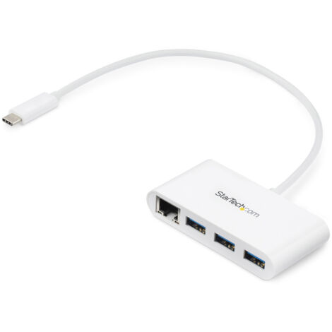StarTech.com Hub USB 3.0 (5Gbps) a 3 porte con Gigabit Ethernet - USB-C a 3x USB-A - Bianco (1/5)